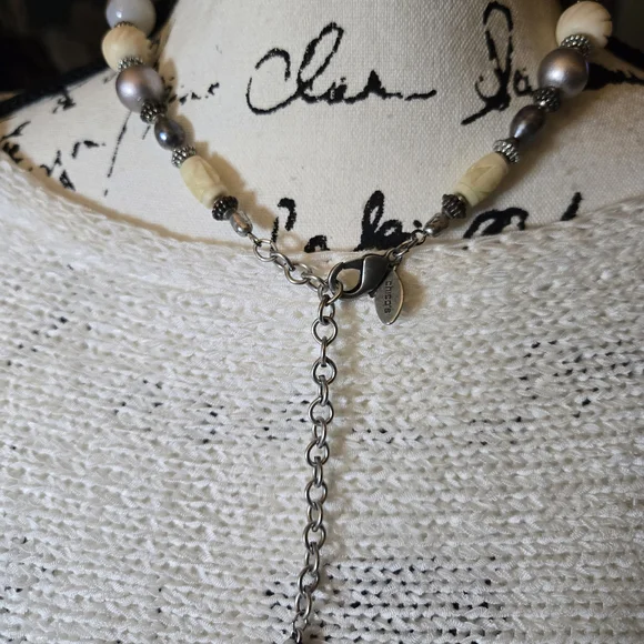 Chico's Silver and Cream Pendant Necklace - Picture 8 of 9